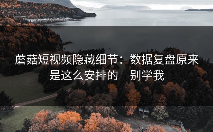 蘑菇短视频隐藏细节：数据复盘原来是这么安排的｜别学我