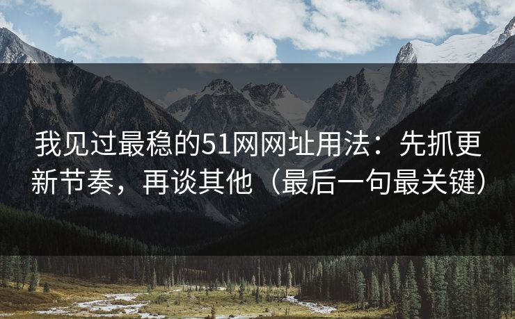 我见过最稳的51网网址用法：先抓更新节奏，再谈其他（最后一句最关键）
