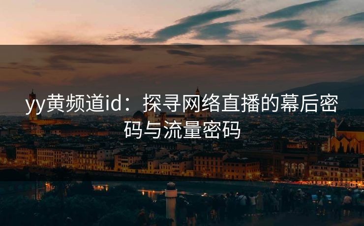 yy黄频道id：探寻网络直播的幕后密码与流量密码