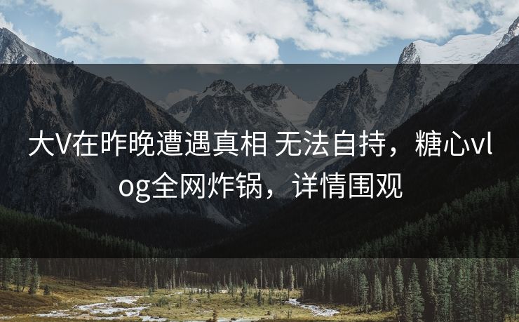 大V在昨晚遭遇真相 无法自持，糖心vlog全网炸锅，详情围观