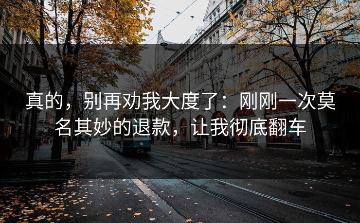 真的,别再劝我大度了:刚刚一次莫名其妙的退款,让我彻底翻车